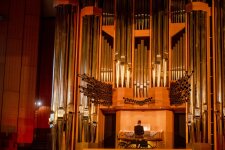 Für musikalische Untermalung sorgt an diesem Nachmittag der Organist Markus Breker. © RUB, Marquard